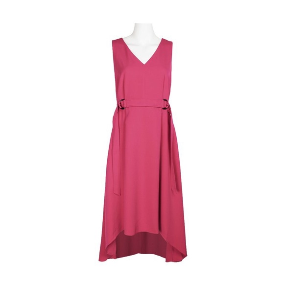 NWT! Emma & Michele V-Neck Sleeveless Tie Waist Hi-Low Dress - Fuchsia - Picture 1 of 8